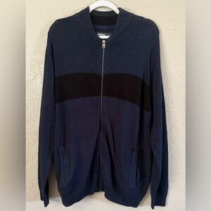 Commerce Cardigan Sweater Mens XL Blue Zip Cozy Warm Winter NEW